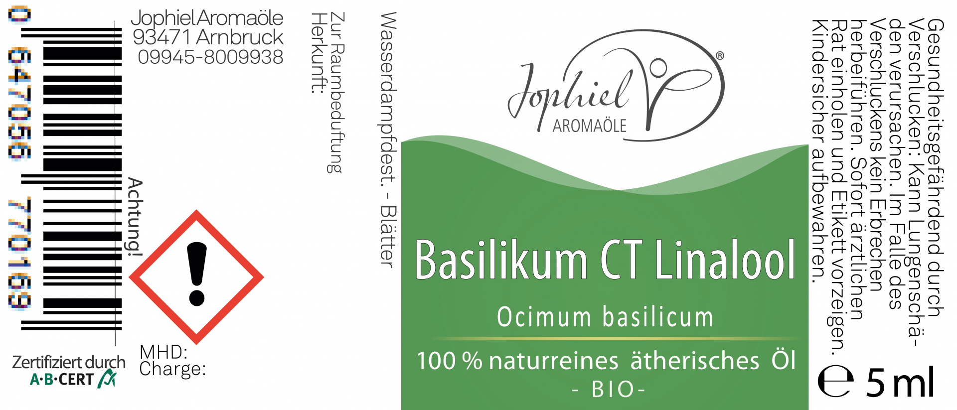 Basilikum Öl CT Linalool Bio 5 ml