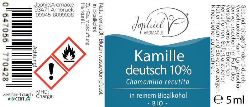 Kamille deutsch 10%ig in Bioalkohol Bio 5 ml