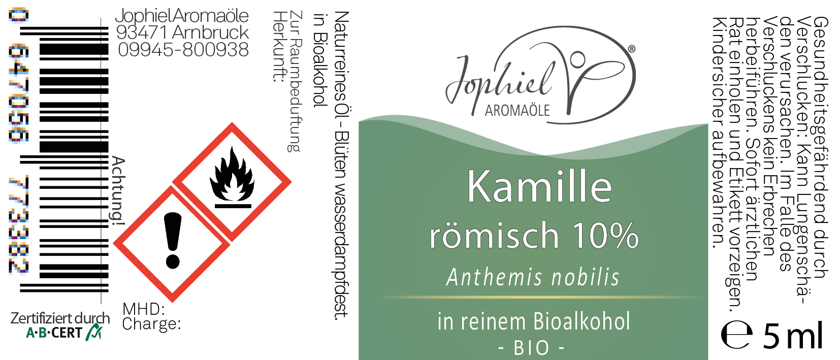 Kamille römisch 10%ig in Bioalkohol Bio 5 ml