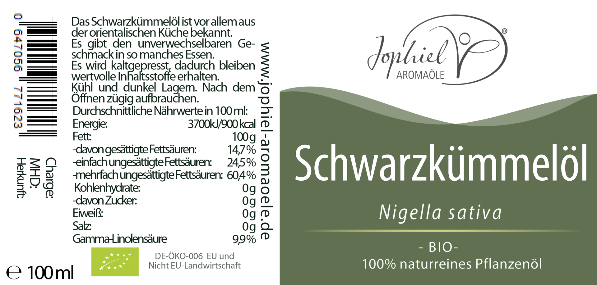 Schwarzkümmelöl Bio 100 ml