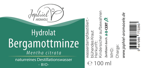 Bergamottminze-Hydrolat mit Zerstäuber Bio 100 ml