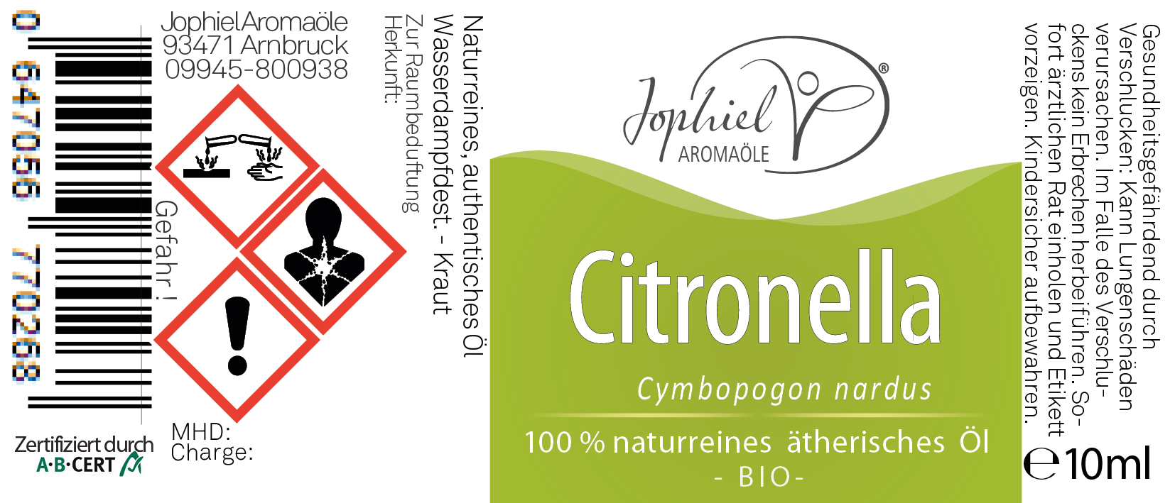 Citronella Java Öl Bio 10 ml