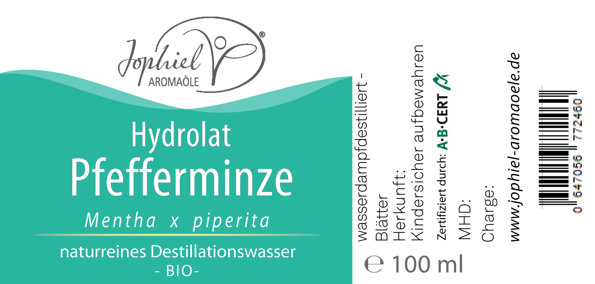 Pfefferminz-Hydrolat Bio 100 ml mit Zerstäuber