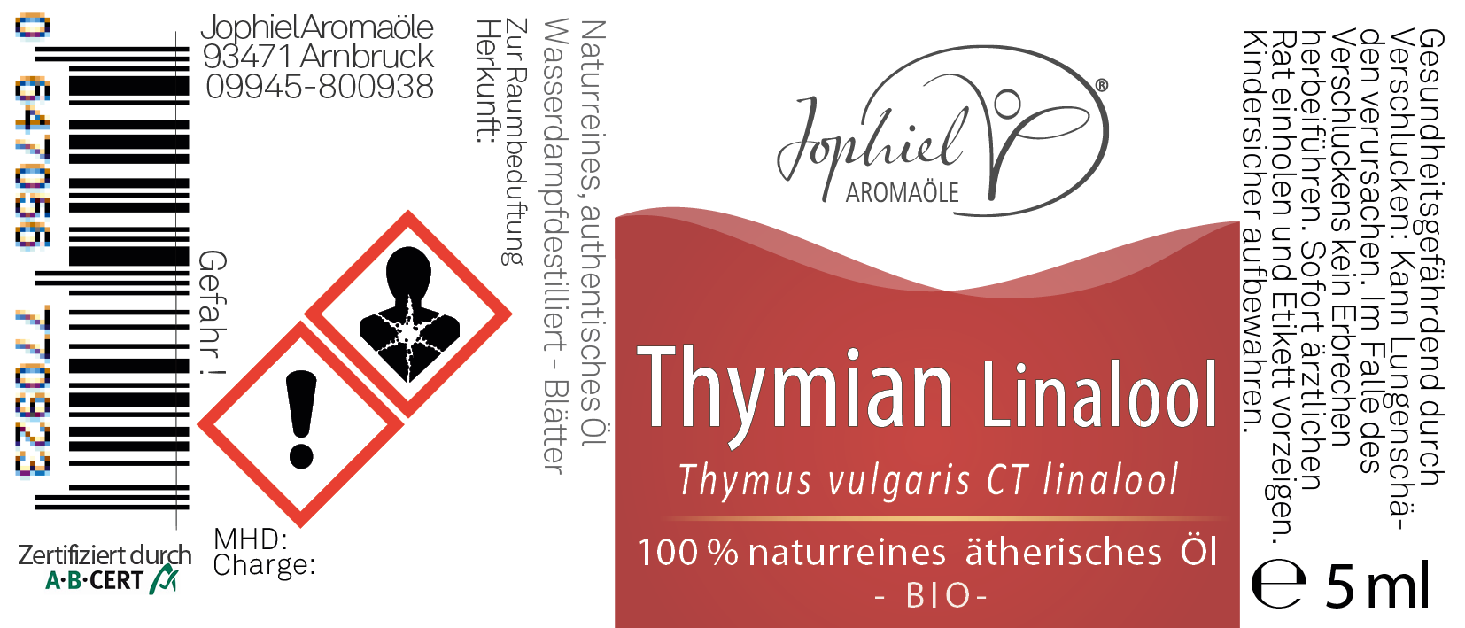 Thymian CT Linalool Öl Bio 5 ml